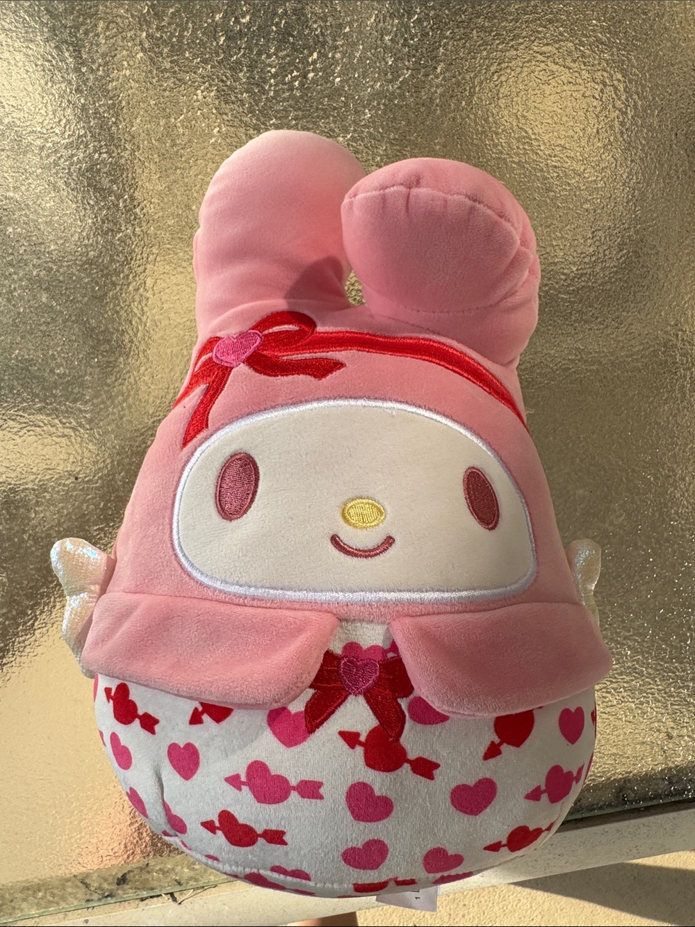 Sanrio My Melody Squishmallow Pink Plush with Heart & Bow Accents